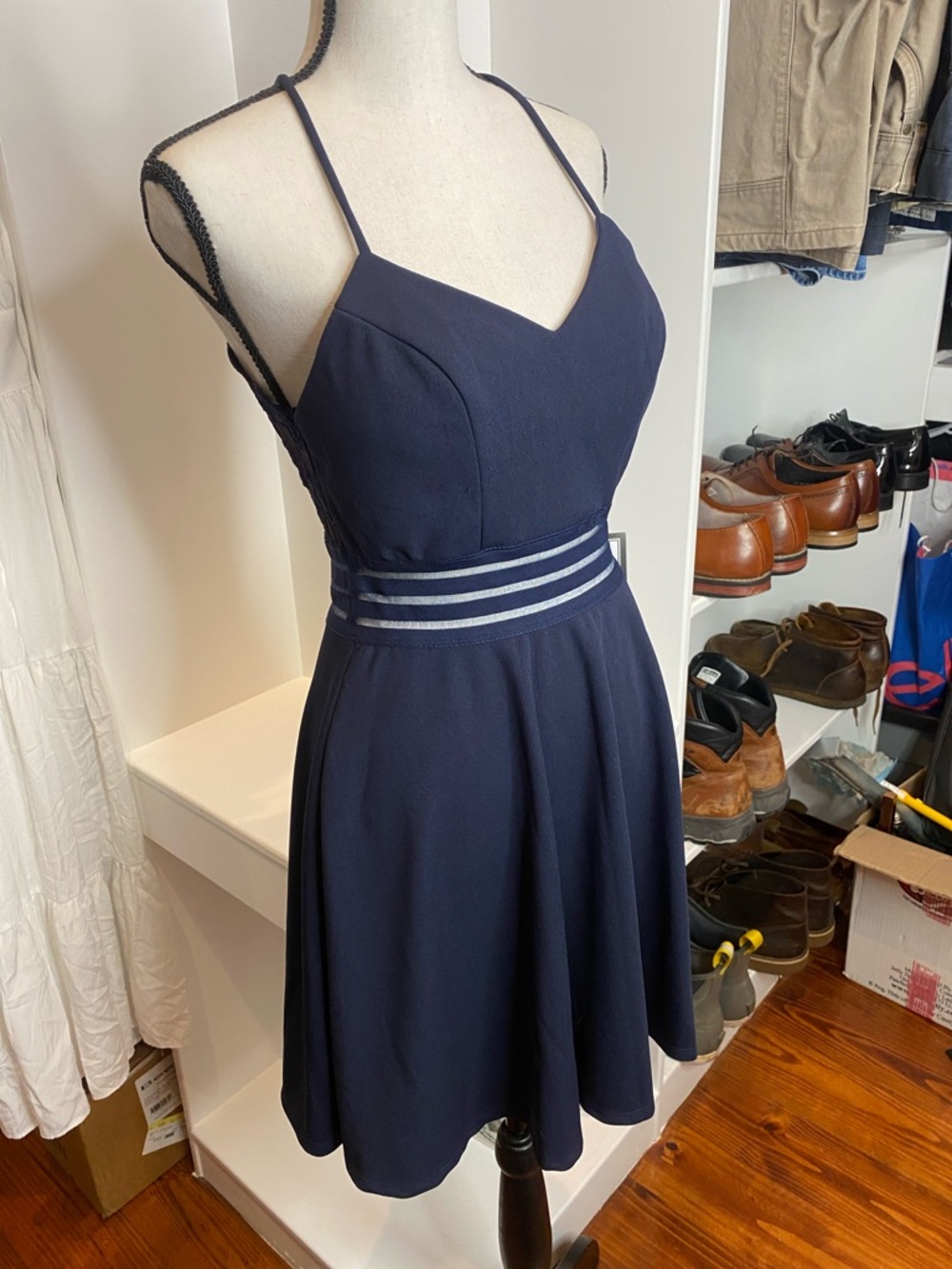 City Studio Navy Spaghetti-Strap Fit & Flare Dress